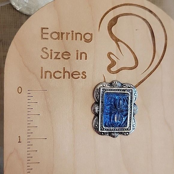 Floral Glass Scrolled Statement Earrings - Picture 7 of 9